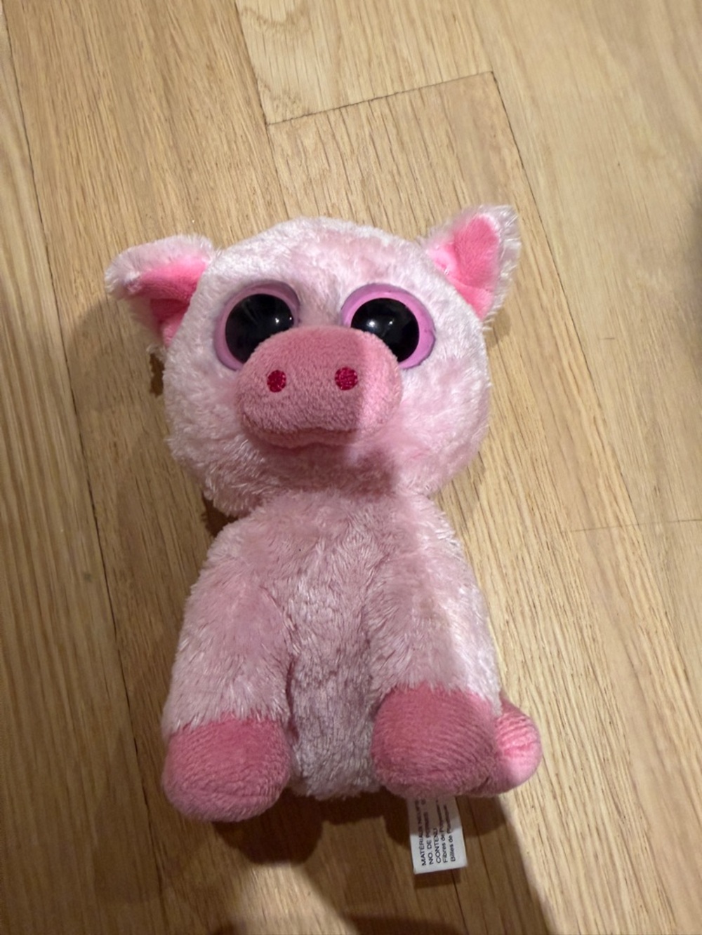 Ty Corky - retired - Pink Plush Pig with Big Black Eyes